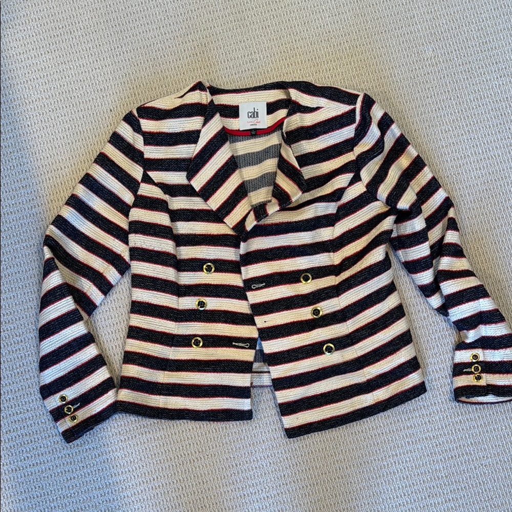 CAbi Striped Women's Jacket - Blue, White, Red